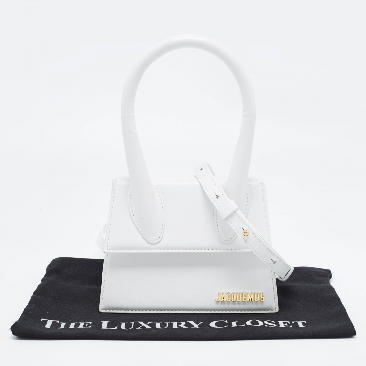 Pre Owned Jacquemus White Leather Le Chiquito Moyen Top Handle Bag
