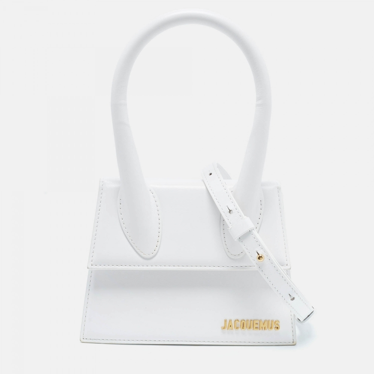 Pre Owned Jacquemus White Leather Le Chiquito Moyen Top Handle Bag