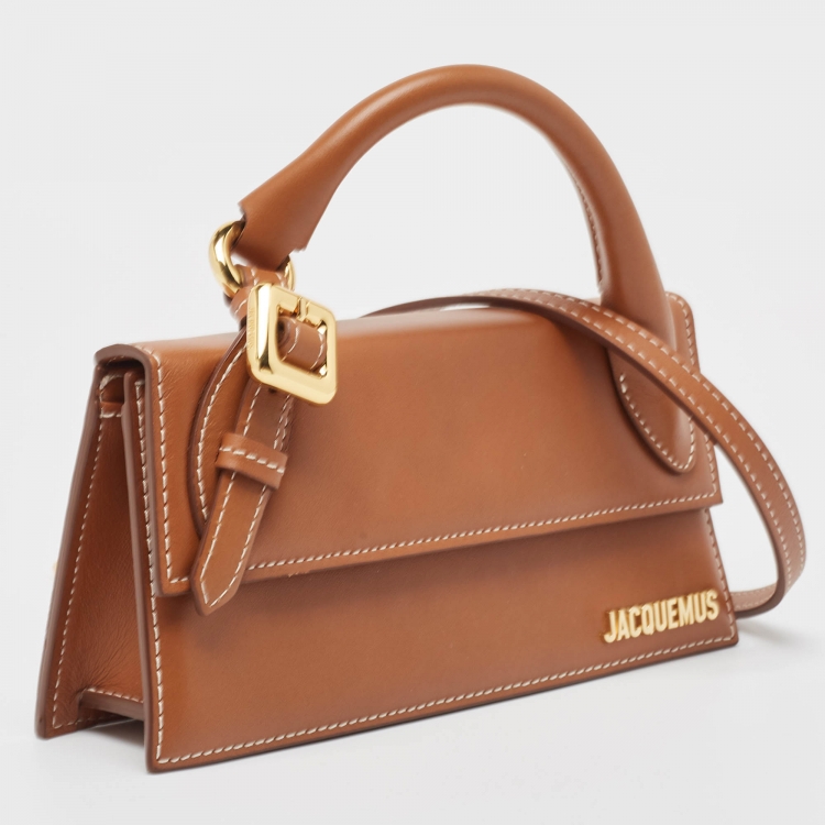 Pre Owned Jacquemus Brown Leather Long Le Chiquito BoucleTop Handle Bag