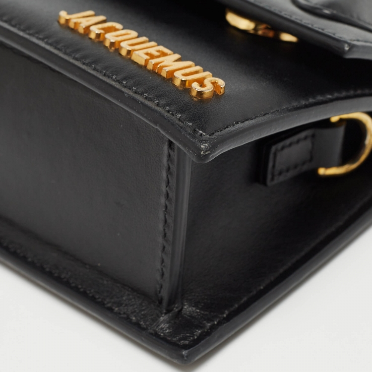 Pre Owned Jacquemus Black Glossy Leather Long Le Chiquito Top Handle Bag
