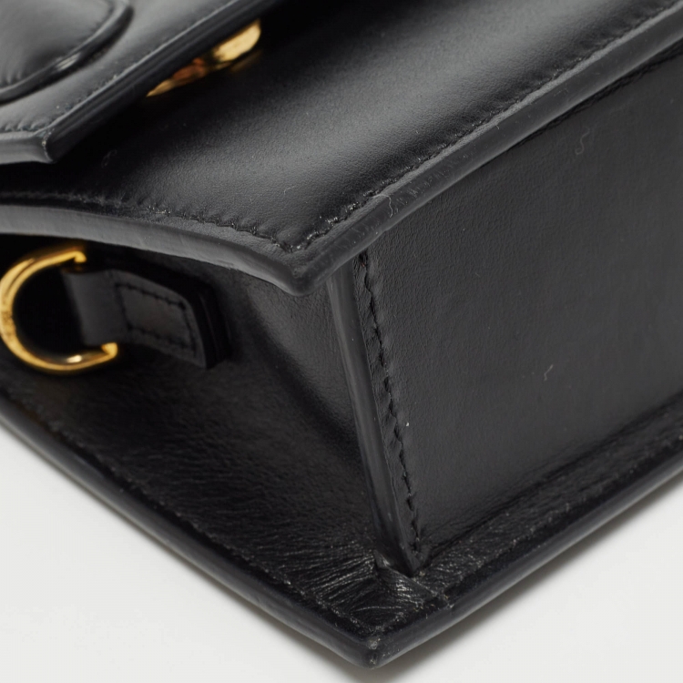 Pre Owned Jacquemus Black Glossy Leather Long Le Chiquito Top Handle Bag