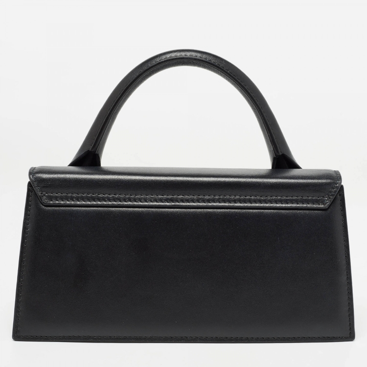 Pre Owned Jacquemus Black Glossy Leather Long Le Chiquito Top Handle Bag