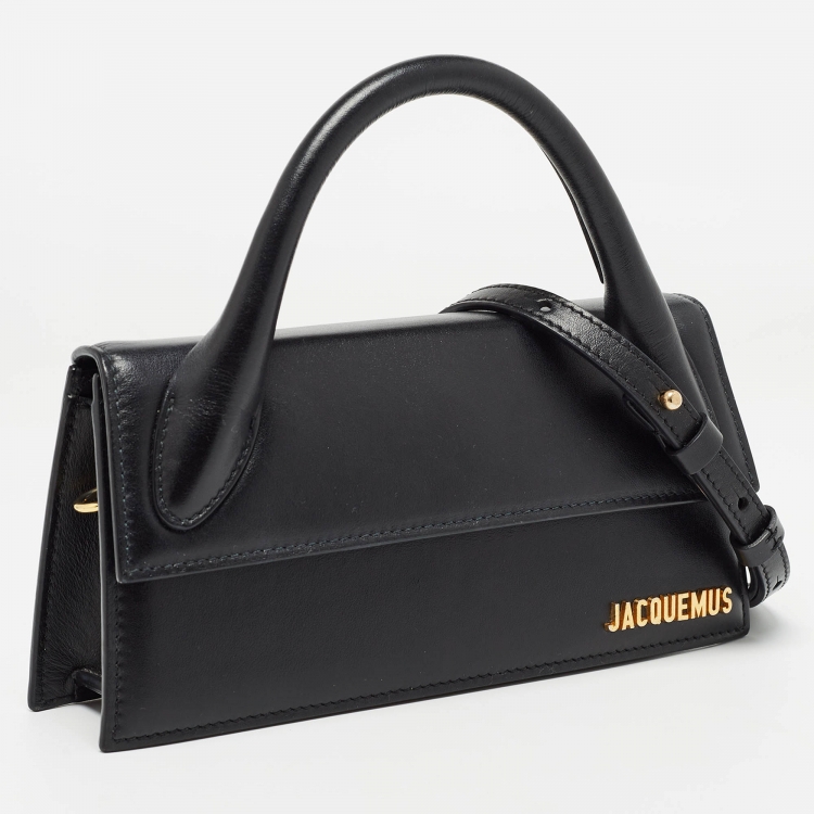 Pre Owned Jacquemus Black Glossy Leather Long Le Chiquito Top Handle Bag