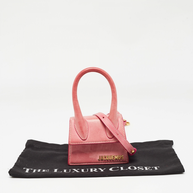 Pre Owned Jacquemus Pink Leather Mini Le Chiquito Top Handle Bag
