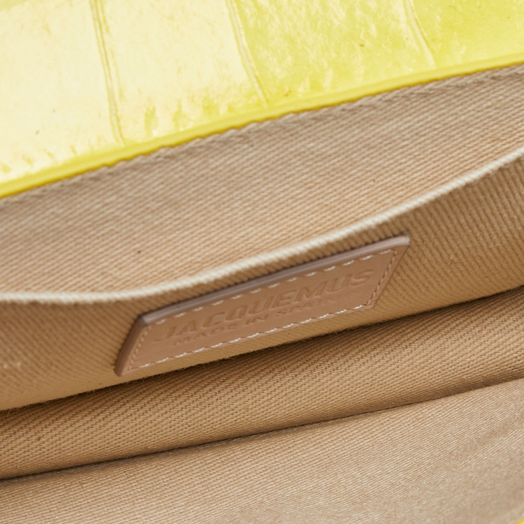 Pre Owned Jacquemus Yellow Croc Embossed Leather La Riviera Shoulder Bag