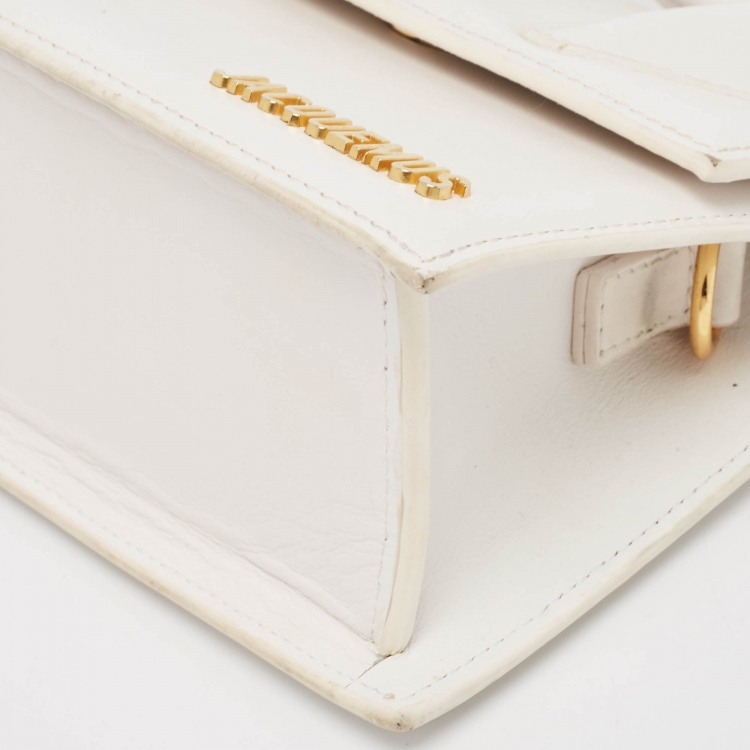 مملوكة مسبقًا Jacquemus White Leather Le Chiquito Noeud Top Handle Bag