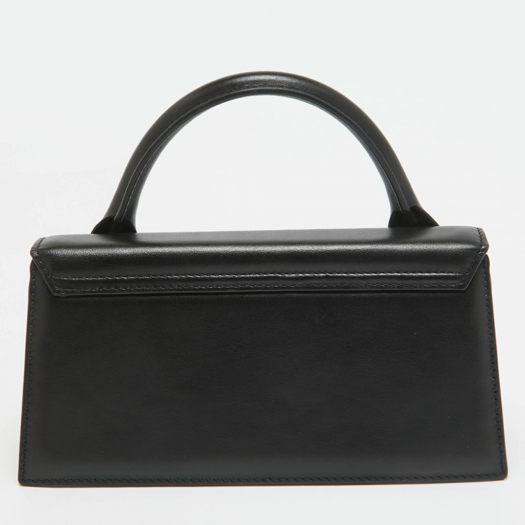 Pre Owned Jacquemus Black Leather Long Le Chiquito Top Handle Bag