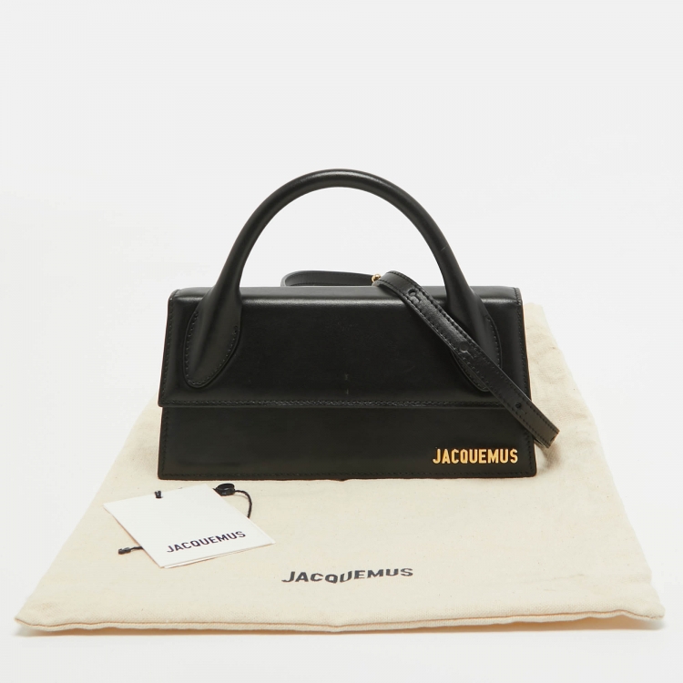 Pre Owned Jacquemus Black Leather Long Le Chiquito Top Handle Bag