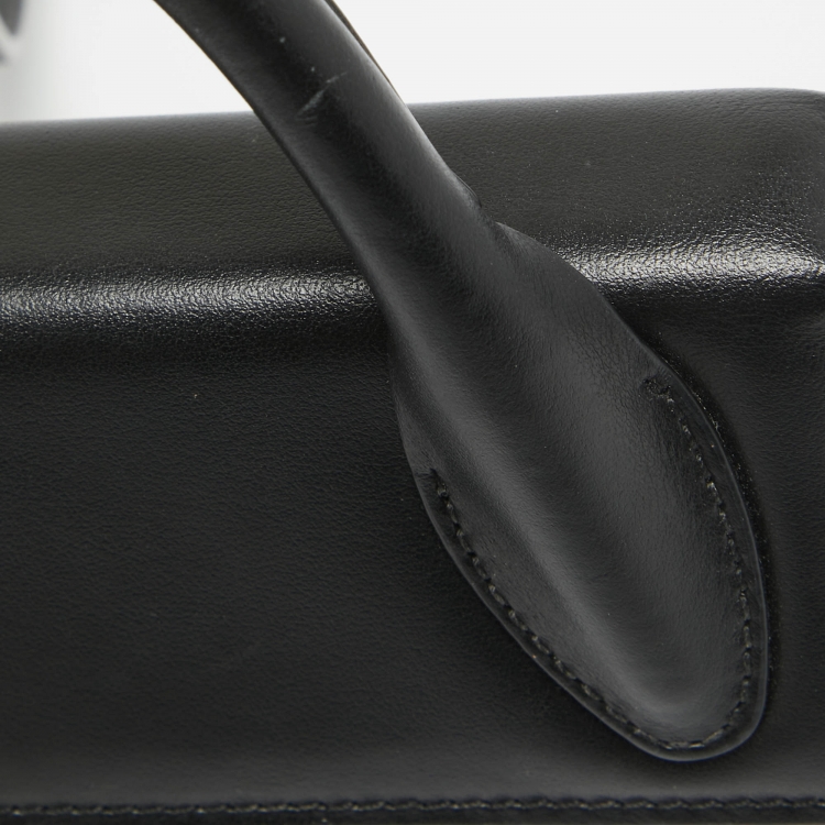Pre Owned Jacquemus Black Leather Long Le Chiquito Top Handle Bag