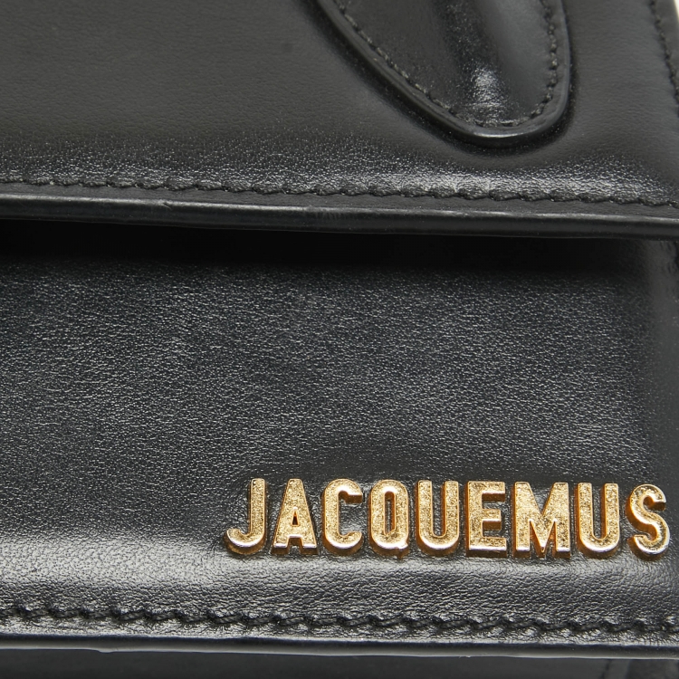 Pre Owned Jacquemus Black Leather Long Le Chiquito Top Handle Bag