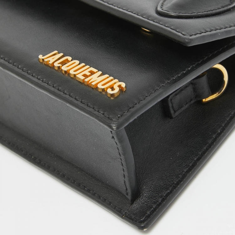 Pre Owned Jacquemus Black Leather Long Le Chiquito Top Handle Bag