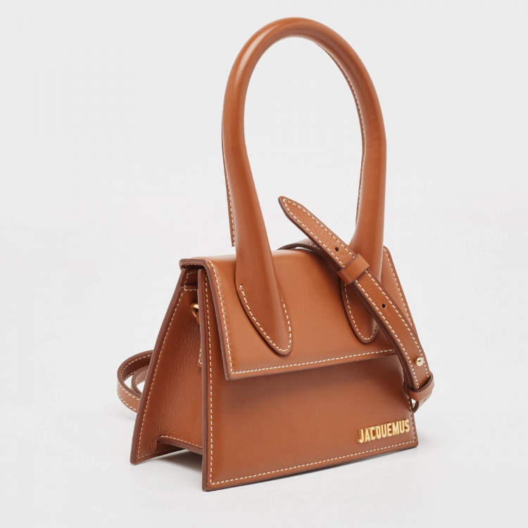 Pre Owned Jacquemus Brown Leather Le Chiquito Top Handle Bag
