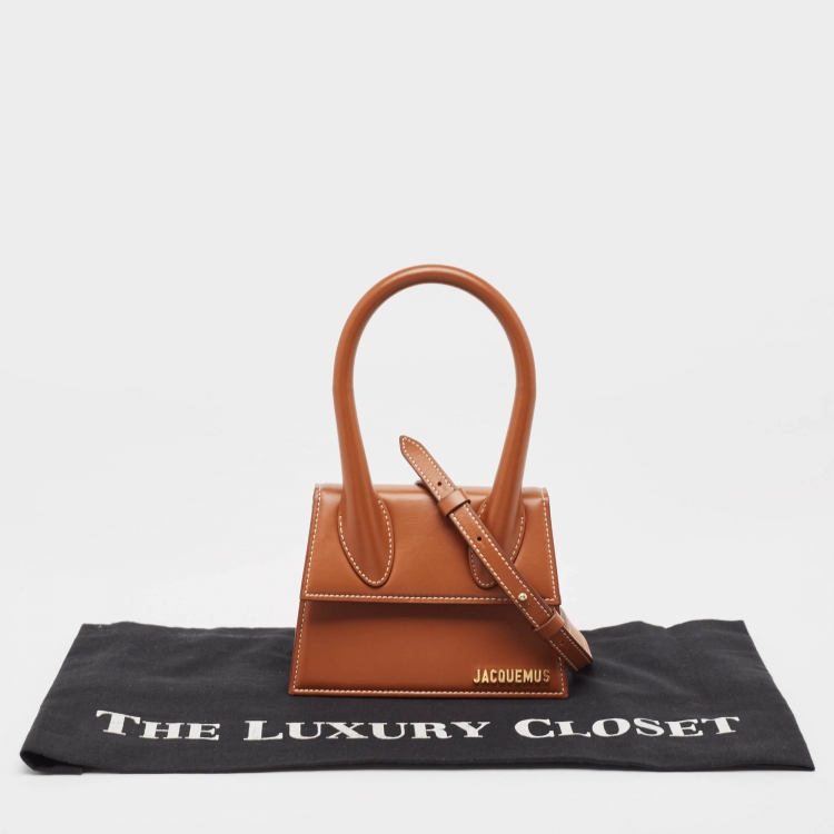 Pre Owned Jacquemus Brown Leather Le Chiquito Top Handle Bag