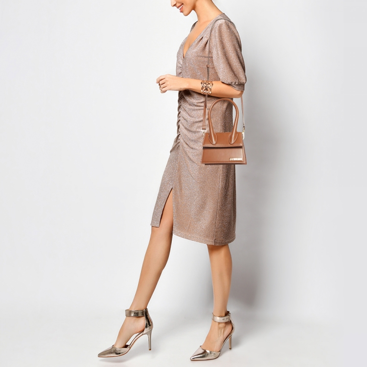 Pre Owned Jacquemus Brown Leather Le Chiquito Top Handle Bag
