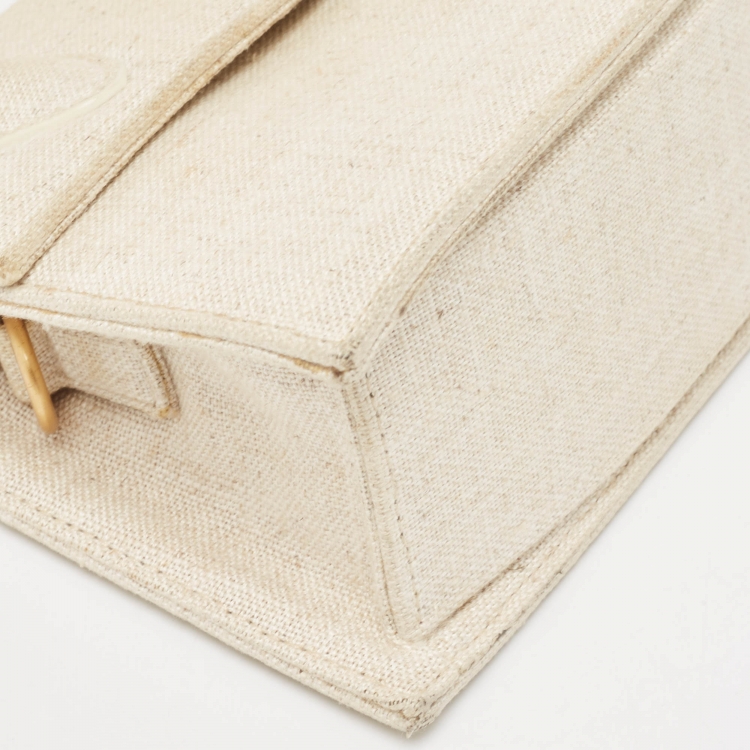 Pre Owned Jacquemus Cream Canvas Le Chiquito Top Handle Bag