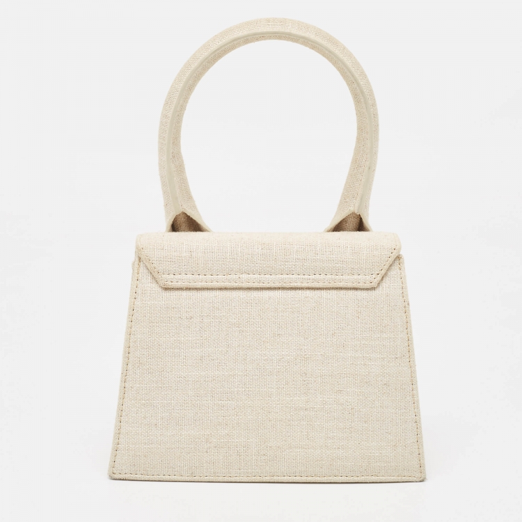 Pre Owned Jacquemus Cream Canvas Le Chiquito Top Handle Bag