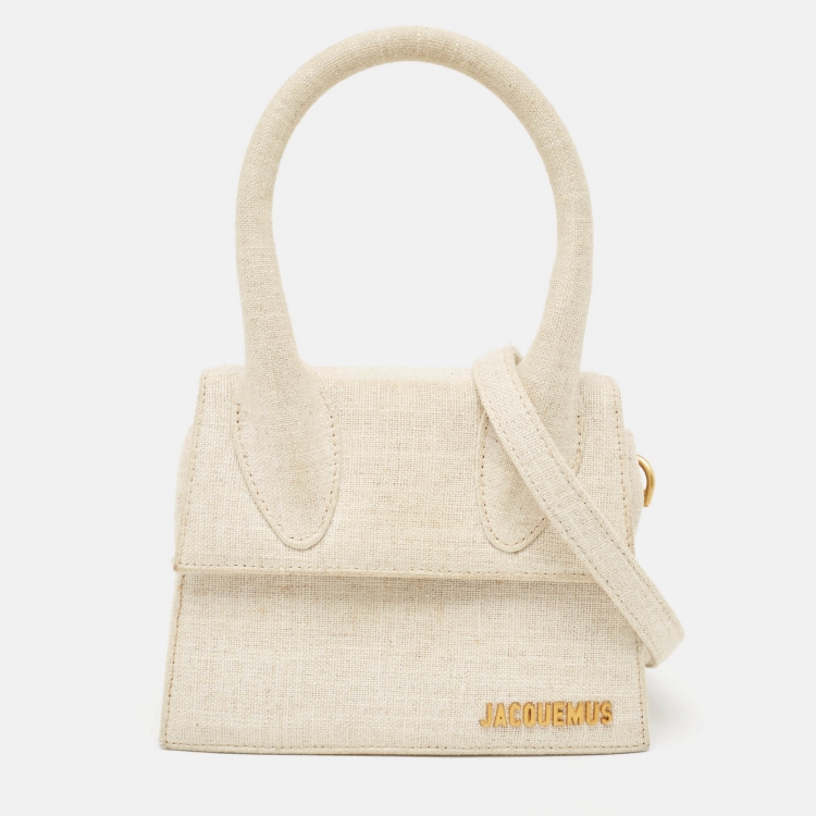 Pre Owned Jacquemus Cream Canvas Le Chiquito Top Handle Bag