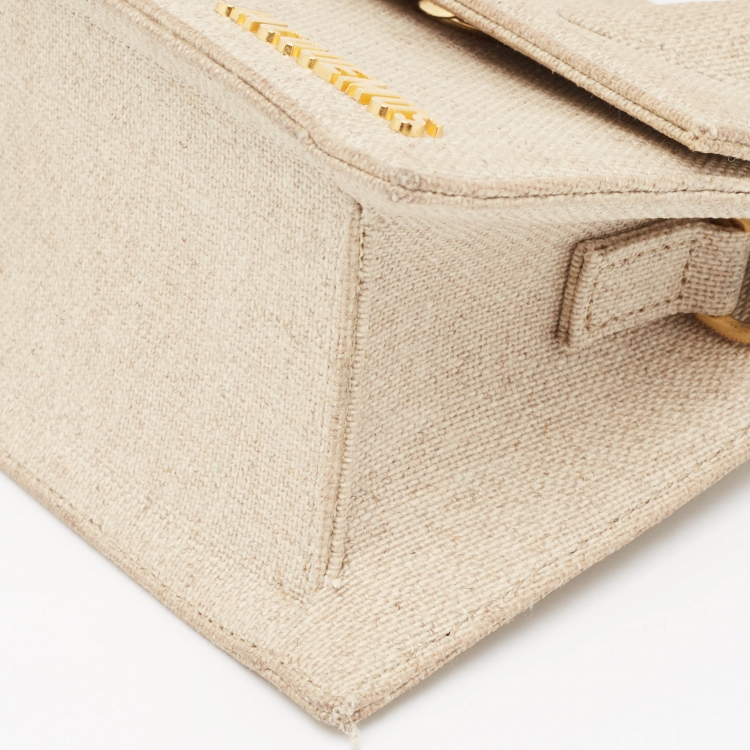 Pre Owned Jacquemus Beige Canvas Le Chiquito Moyen Top Handle Bag