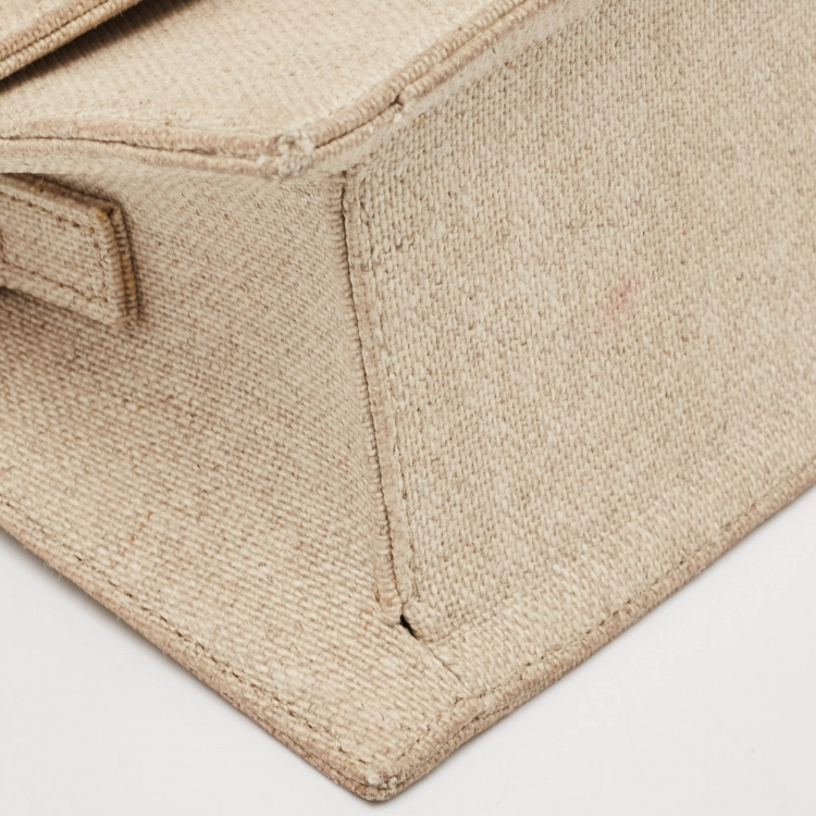 Pre Owned Jacquemus Beige Canvas Le Chiquito Moyen Top Handle Bag