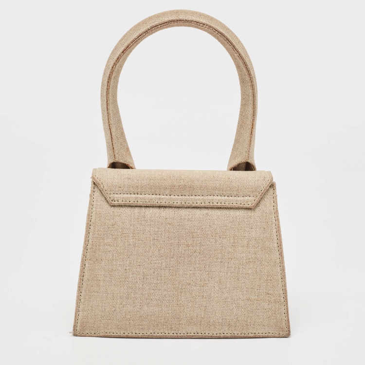 Pre Owned Jacquemus Beige Canvas Le Chiquito Moyen Top Handle Bag