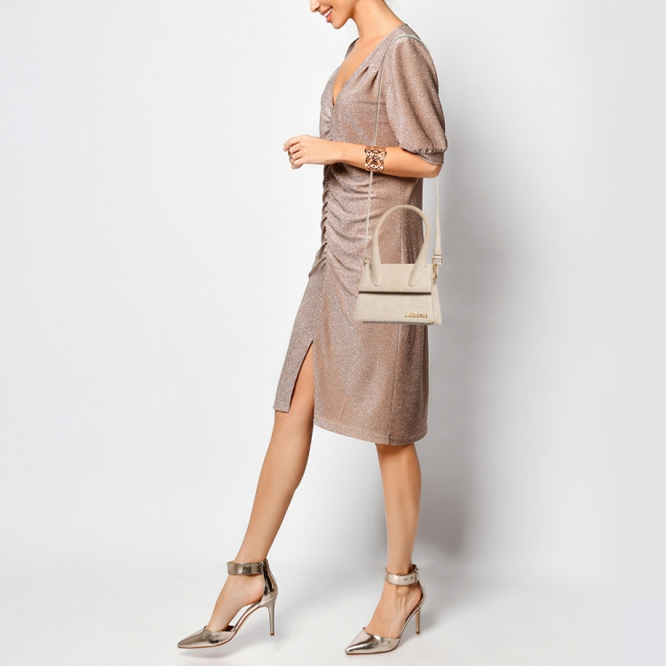 Pre Owned Jacquemus Beige Canvas Le Chiquito Moyen Top Handle Bag