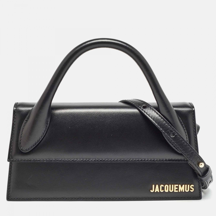 Pre Owned Jacquemus Black Leather Long Le Chiquito Top Handle Bag
