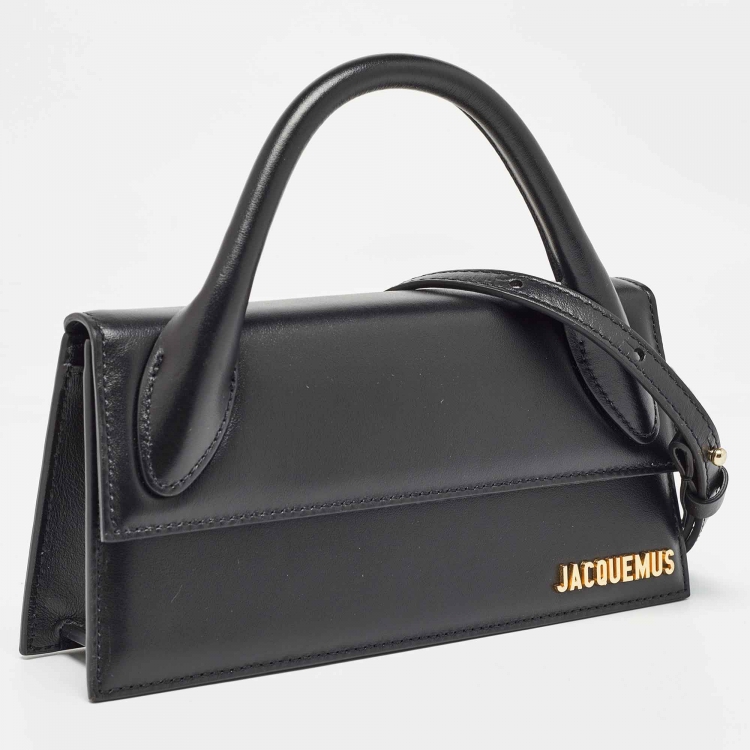Pre Owned Jacquemus Black Leather Long Le Chiquito Top Handle Bag