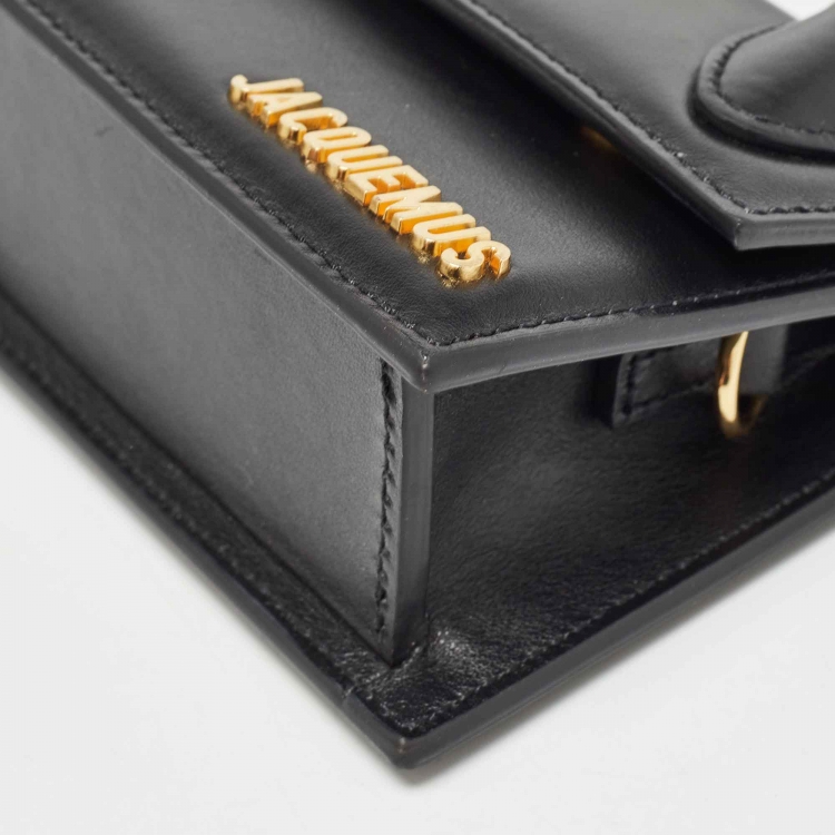 Pre Owned Jacquemus Black Leather Long Le Chiquito Top Handle Bag