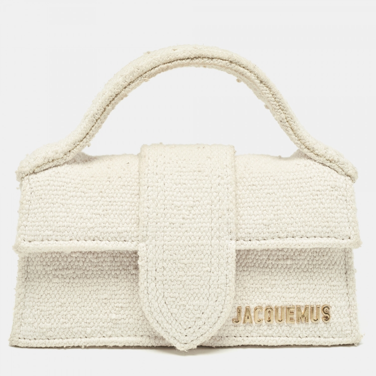 Pre Owned Jacquemus Off White Canvas Le Bambino Mini Top Handle Bag