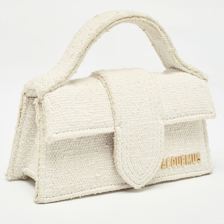 Pre Owned Jacquemus Off White Canvas Le Bambino Mini Top Handle Bag
