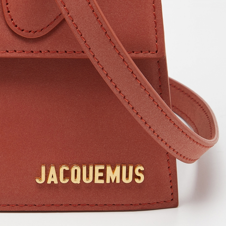 Pre Owned Jacquemus Brick Brown Nubuck Leather Grand Le Chiquito Top Handle Bag