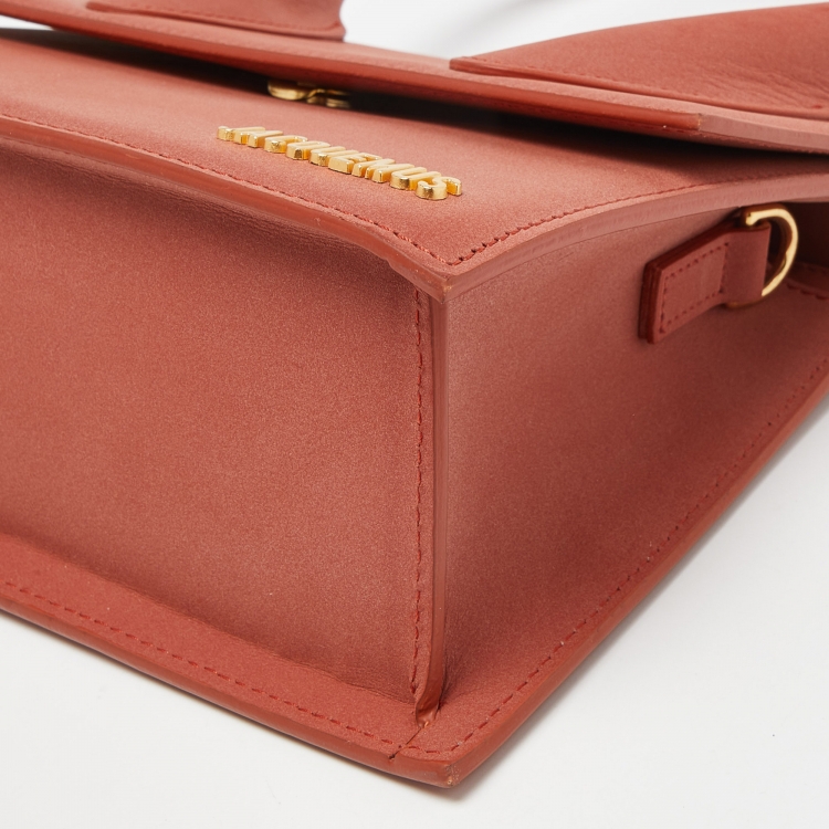 Pre Owned Jacquemus Brick Brown Nubuck Leather Grand Le Chiquito Top Handle Bag