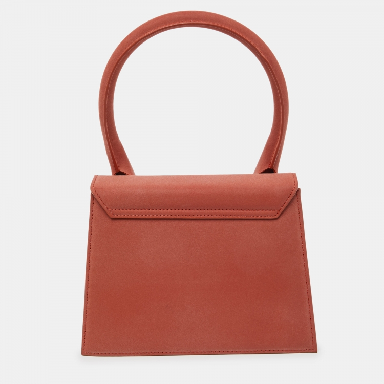 Pre Owned Jacquemus Brick Brown Nubuck Leather Grand Le Chiquito Top Handle Bag