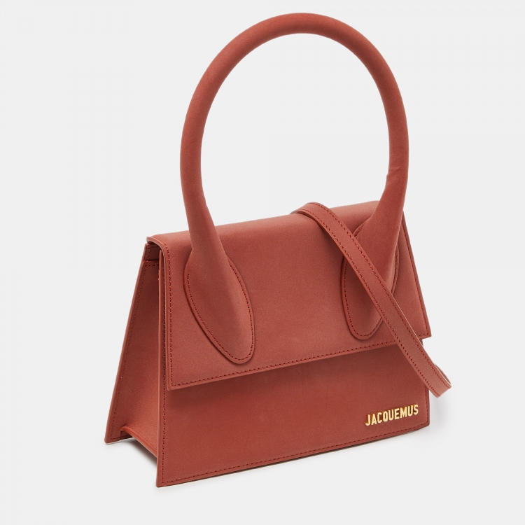 Pre Owned Jacquemus Brick Brown Nubuck Leather Grand Le Chiquito Top Handle Bag