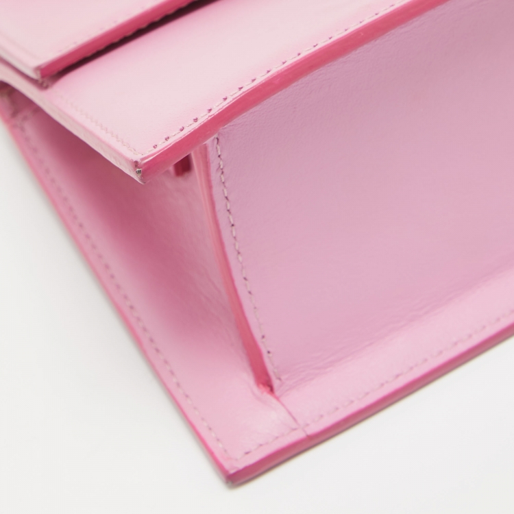مملوكة مسبقًا Jacquemus Pink Leather Le Chiquito Moyen Top Handle Bag