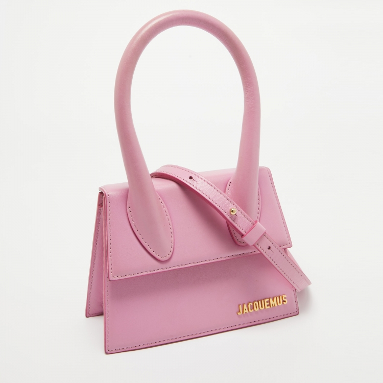 مملوكة مسبقًا Jacquemus Pink Leather Le Chiquito Moyen Top Handle Bag