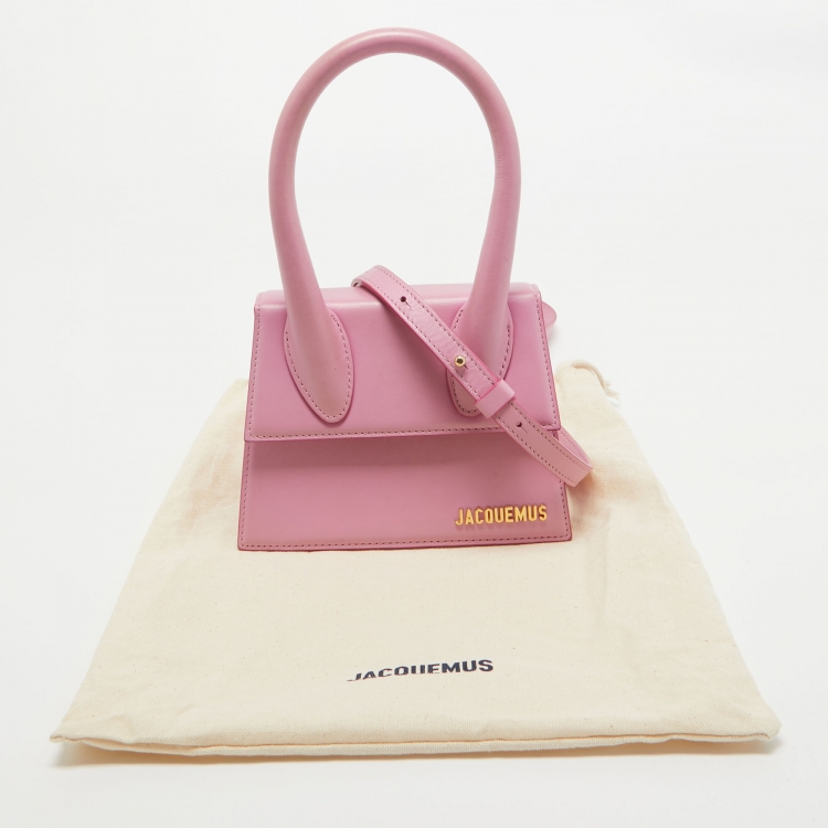 مملوكة مسبقًا Jacquemus Pink Leather Le Chiquito Moyen Top Handle Bag