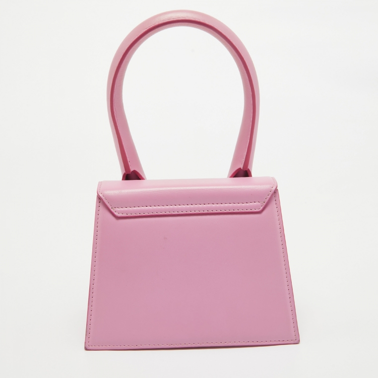 مملوكة مسبقًا Jacquemus Pink Leather Le Chiquito Moyen Top Handle Bag