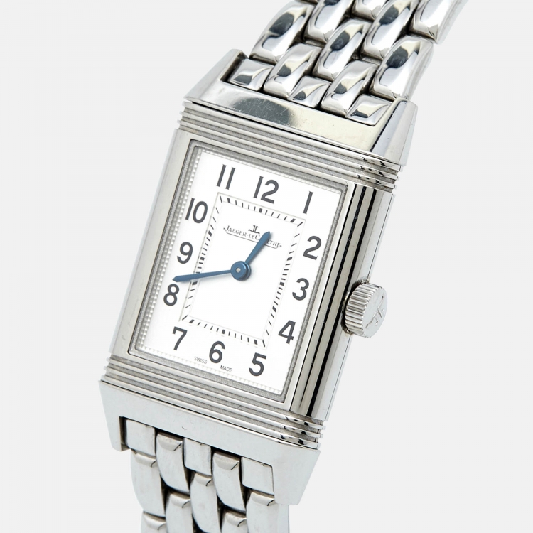 Pre Owned Jaeger-LeCoultre Silver Stainless Steel Reverso Q2618140 Women's Wristwatch 21 mm