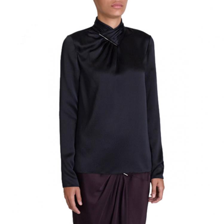 Pre Owned Jason Wu Black Hammered Silk Blouse S