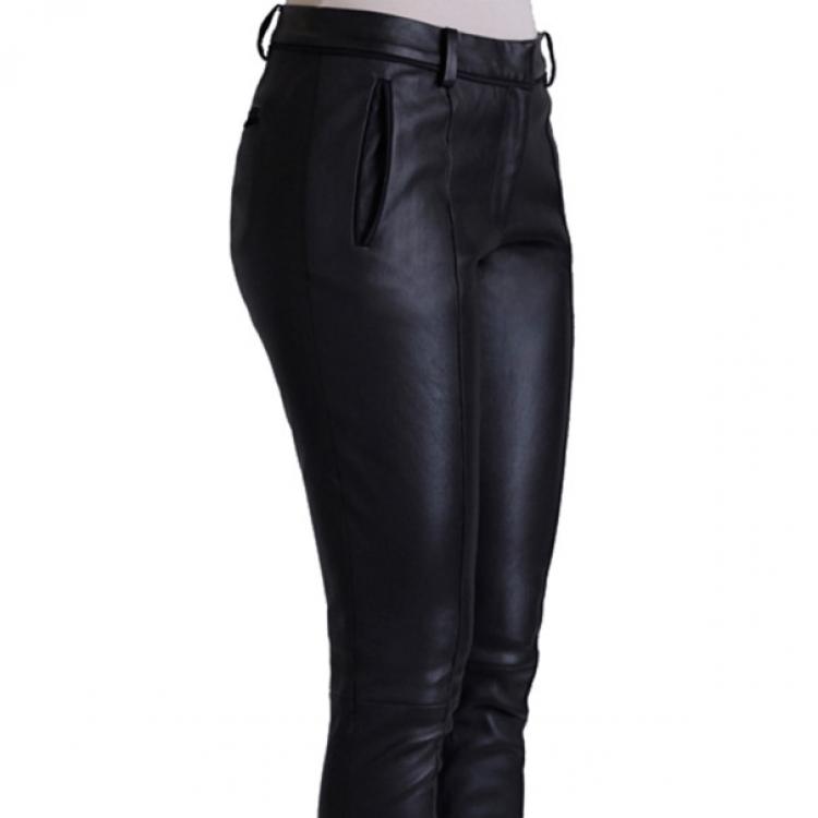 Pre Owned Jason Wu Black Leather Stovepipe Trousers L