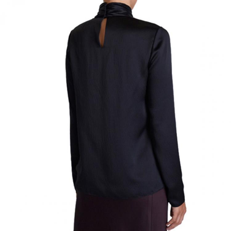 Pre Owned Jason Wu Black Hammered Silk Blouse M