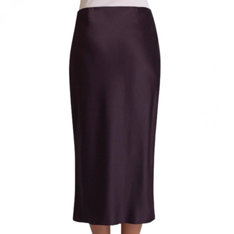 Pre Owned Jason Wu Aubergine Draped Tie-Bar Midi-Skirt M