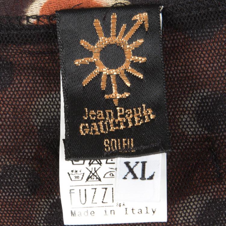 Pre Owned Jean Paul Gaultier Multicolor Dotted Knit Trim Long Sleeve top XL