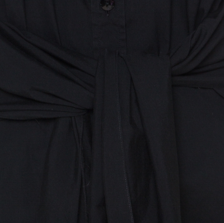 Pre Owned Jean Paul Gaultier Black Cotton Open-Back Tie-Detail Shirt M
