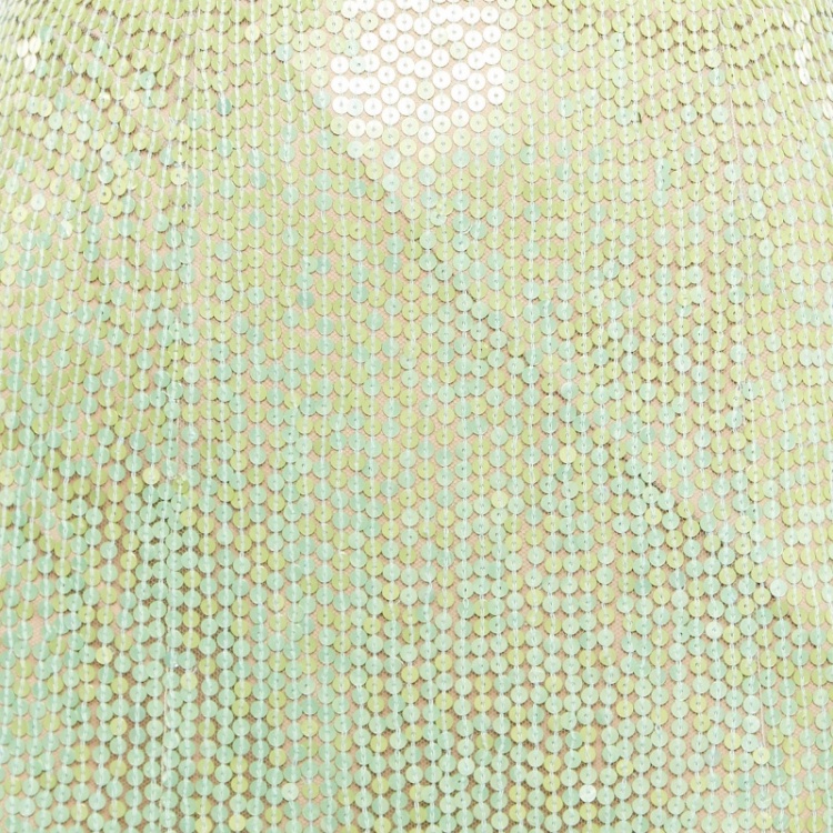 Pre Owned Jenny Packham Citrus Kingfisher Yellow Sequin Sleeveless Gown S