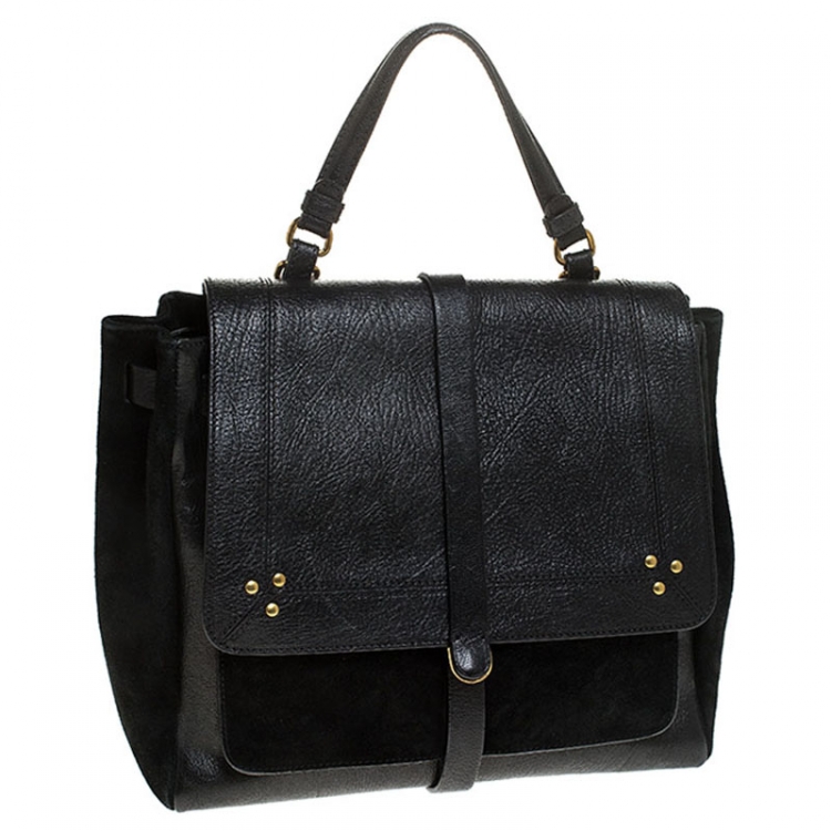 Pre Owned Jerome Dreyfuss Black Leather and Suede Edouard Top Handle Bag