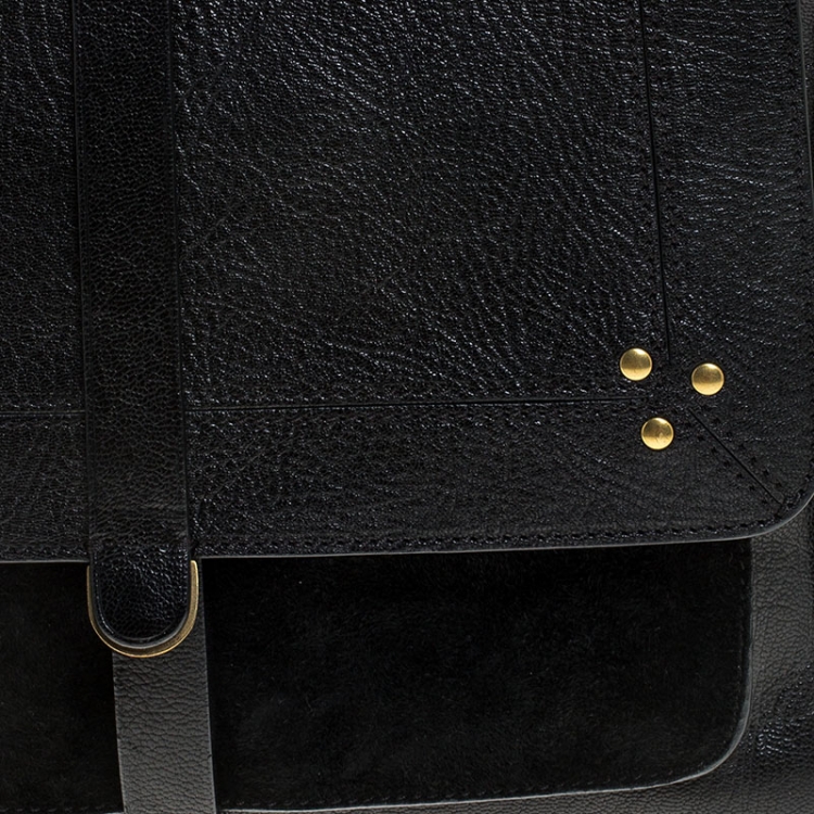 Pre Owned Jerome Dreyfuss Black Leather and Suede Edouard Top Handle Bag
