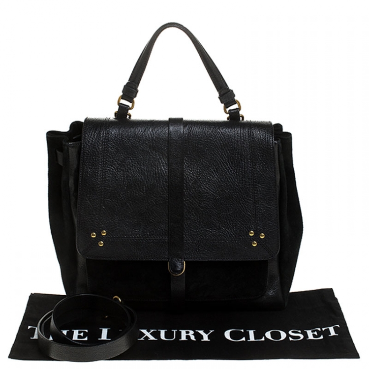 Pre Owned Jerome Dreyfuss Black Leather and Suede Edouard Top Handle Bag