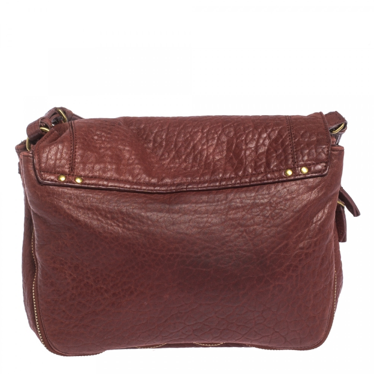 Pre Owned Jerome Dreyfuss Burgundy Leather Igor Shoulder Bag